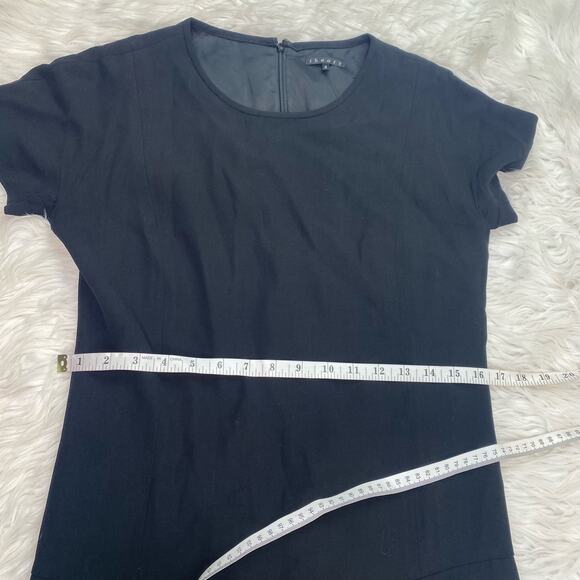 Theory Women's Short Sleeve Wool Shift Dress Size 6 Black Office Career - Picture 11 of 16